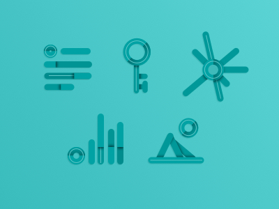 Filament Process Icons abstract design gradient icons intro key feature outcome process shadow sketch strategy