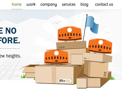 Think Logistics Banner banner bots flag homepage kiva bot kiva systems logistics packages robots shipping boxes