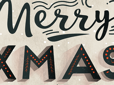 XMAS Lettering 3d christmas dots green happy holidays marks merry orange xmas