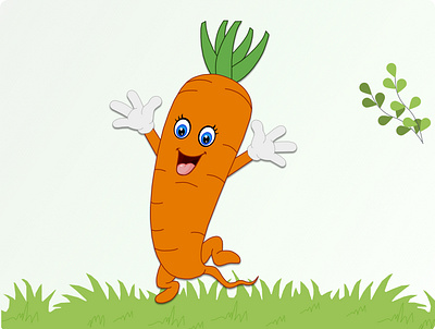 Carrot Cartoon Design - illustration carrot carrot cartoon carrot illustration cartoon color concept creative grass organic food vegetables veggies