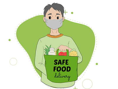 Safe Food Delivery Boy illustration - Cartoon