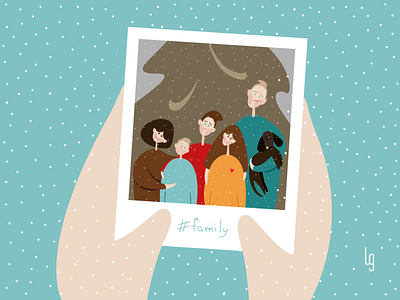 Winter family portrait cartoon portrait character design cute portrait family illustration family portrait flat greeting card illustration instax minimal photo in hands photo of family vector winter greeting card winter illustration