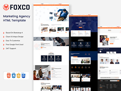 Foxco - Marketing Agency Html Template agency corporate creative creative agency css designerforux digital agency digital marketing htmltemplate marketing marketing template react next html css template design uiux design uiux designer web design website design