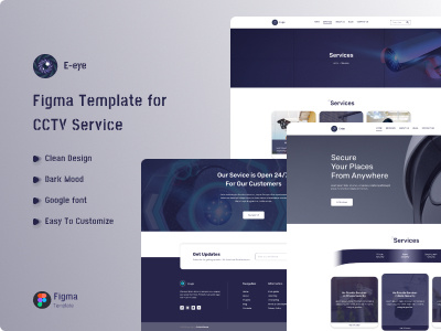 Eeye-CCTV Security Service Figma Template agency website branding business cyber security designerforux eeye cctv figma html illustration landing page landing page design organized security service template design uiux design uiux designer web design web shop