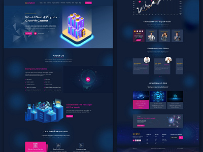 Cryptocurrency Website & Landing Page bitcoin blockchain crypto crypto website cryptocurrency cryptocurrency website currency design ethereum finance glow marketplace nft tokens trading typography uiux design uiux designer wallet