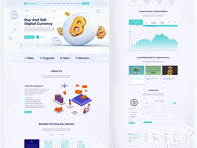 Cryptocurrency Website & Landing Page bitcoin blockchain crypto crypto web crypto website cryptocurrency cryptocurrency website dark data ethereum finance glow marketplace minimal nft tokens ux wallet web web design