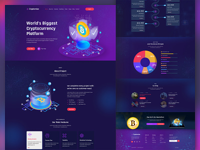 Cryptomias - Cryptocurrency Landing Page Design 3d design crypto crypto currency crypto dashboard crypto landing page crypto wallet crypto wallet web crypto web cryptocurency web cryptocurrency landing page cryptocurreny glass effect header homepage landing page testimonial uiux wallet landing page web website