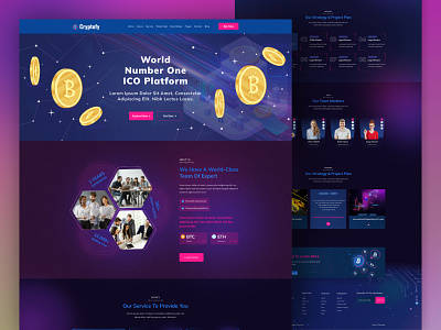 Cryptofy- ICO Landing Page Template Design By Figma coinmarket crypto crypto currency cryptocurrency cryptocurrency website dark mode ico crypto html template ico landing ico landing page ico landing page template ico wesite landing page landing page design template design ui uiux design uiux designer ux wallet web design