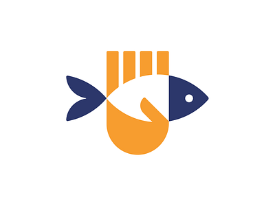Hand and Fish logo concept branding design flat graphic design icon illustration logo minimal