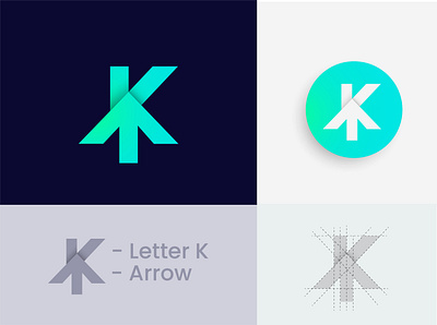 Letter K logo with arrow dribbble graphic design letter k logo with arrow logo logobrand