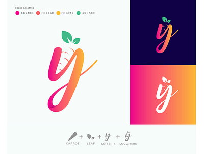 Letter Y logo with Carrot branding graphic design logo