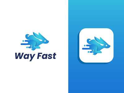 Way Fast Logo With Rabbit branding graphic design logo rabbit logo unique logo way fast logo with rabbit