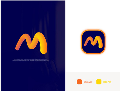 Letter M logo Design 3d branding gradient graphic design letter letter m logo m modern roniphics typography