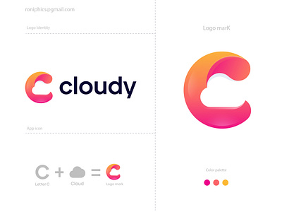 Cloud with letter C logo design