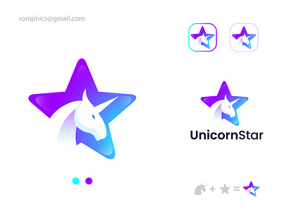 Unicorn with Star logo Design