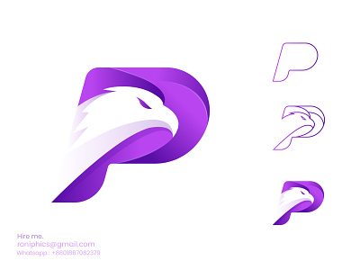 Letter P with phoenix logo design