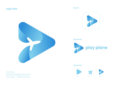 Play plane logo design a b c d e f g h i j k l airplane logo brand identity branding creative logo gradient logo graphic design illustration logo logo design logoinspiration m n o p q r s t u v w x y z modern plane logo play icon play mark play plane logo symbol typography vector