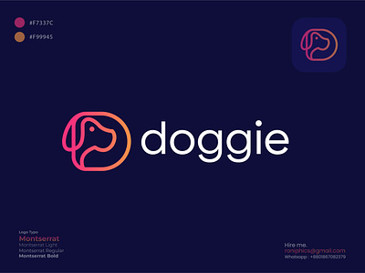 Letter D with dog logo design