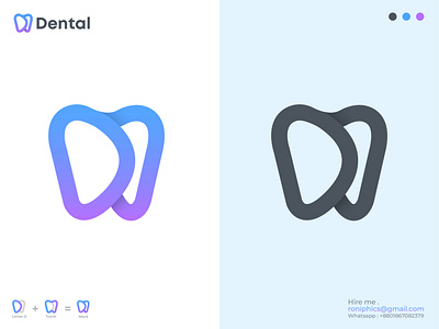 D and Tooth mark ( Dental logo )