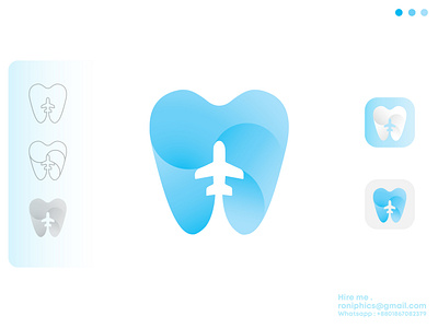 Tooth with plane logo design