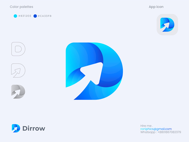 Letter D with arrow logo design by Roniphics on Dribbble