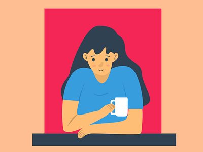 Girl Drinking Coffee - Vector Art animation art design flat graphic design illustration illustrator minimal vector website