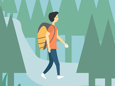 Man Trekking - Vector Art