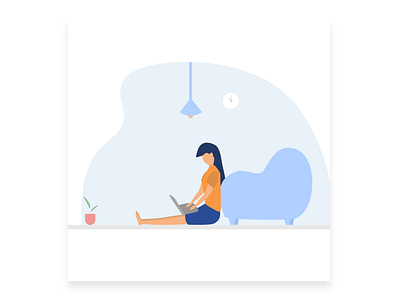 Woman Working From Home Vector Art cool design flat flatart graphicdesign graphicdesigner illustrations minimal minimalistic vector vectorart