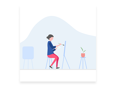 Woman Painting Vector Art