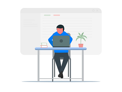 Man Coding On Laptop Vector Illustration art coding coding illustration design flat graphic design graphicdesigner illustrations minimal minimalistic ui vector vectorart