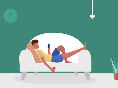 Man Sleeping on Couch Messaging Illustration