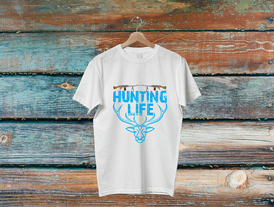 hunting life t-shirt design branding design flat illustration t shirt t shirt design t shirt illustration typography