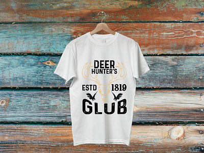 deer hunter's estd 1819 club t-shirt design branding design flat illustration t shirt t shirt design t shirt illustration typography