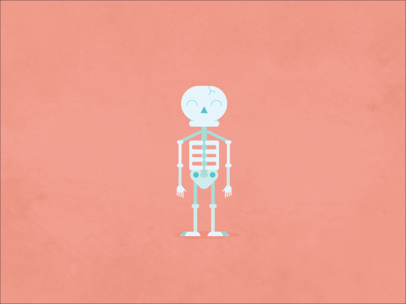 Tiny Waving Skeleton 2d animation after effects animation character flat gif illustration illustrator loop motion graphics skeleton vector