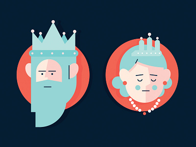 King and Queen 2d character characters colors design flat graphic icon icons illustration illustrator vector