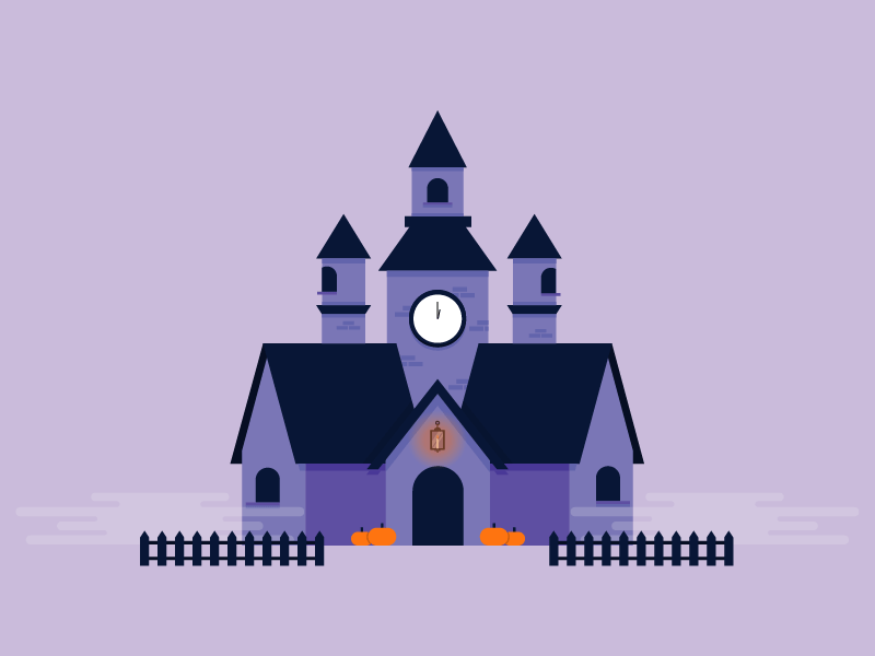 Haunted House 2d after effects color gif house illustration illustrator larcen graphics loop motion orange purple