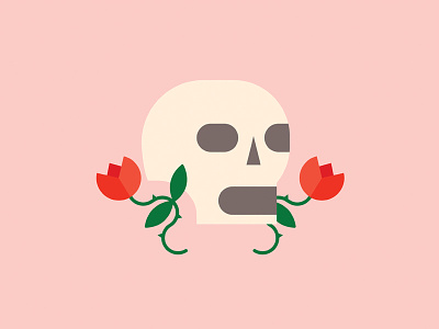 Skull and Roses design flat graphic illustration illustrator larcen graphics minimal roses skull vector