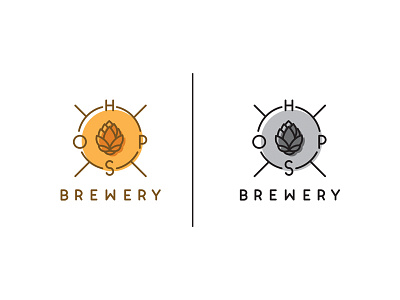 Hops Brewery branding clean color design drawing illustration illustrator lines logo logotype mark vector