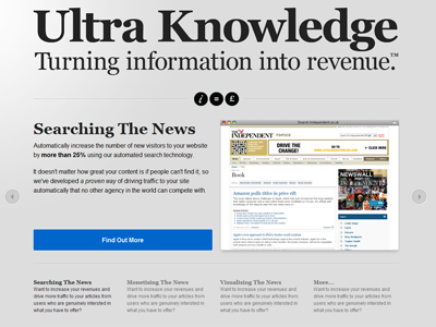 Ultra Knowledge Home Page Feature big black clean typography white