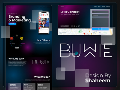 Buwie Media ( A Marketing Agency ) animation art direction branding design elegant design glassmorphism graphic design landing page logo marketing marketing agency ui ux web design