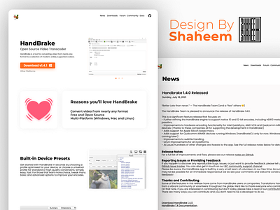 Handbrake design landing page redesign ui ux web design