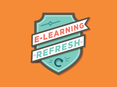 eLearning Refresh badge elearning illustration marketing shield