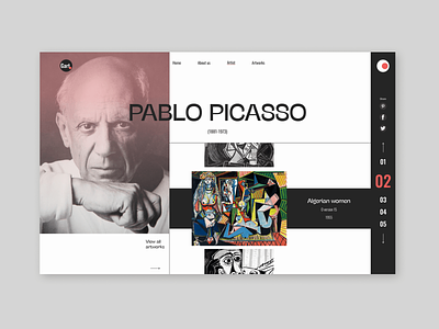 Pablo Picasso art design gallery art home home page home page design minimal ui web web design