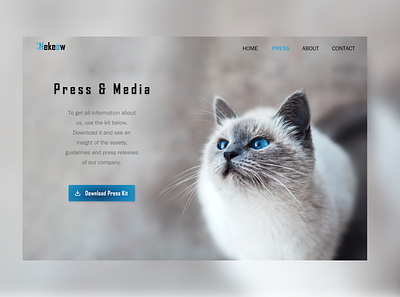 #051_PressPage_DailyUI 051 100daychallenge blue cat dailyui dailyuichallenge design neko press media press page ui uichallenge ux