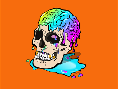 Melty brain color comic art ice cream illustration illustration art illustrator melt skull vector vector art vector illustration