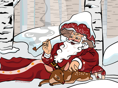 Mushroom Santa animal birch christmas christmas card color comic art illustration illustration art illustrator santa santaclaus vector winter winter forest