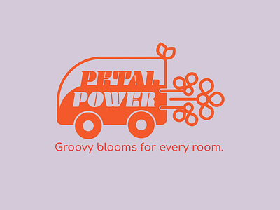 Petal Power Flower Delivery 60s branding floral graphic design groovy limited colour palette logo vector