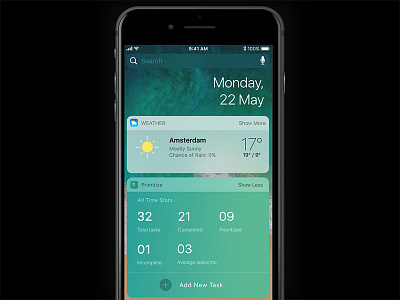 iOS widgets for Prioritize (WIP) apple complexreduction ios ios11 mobileapp productivity widgets