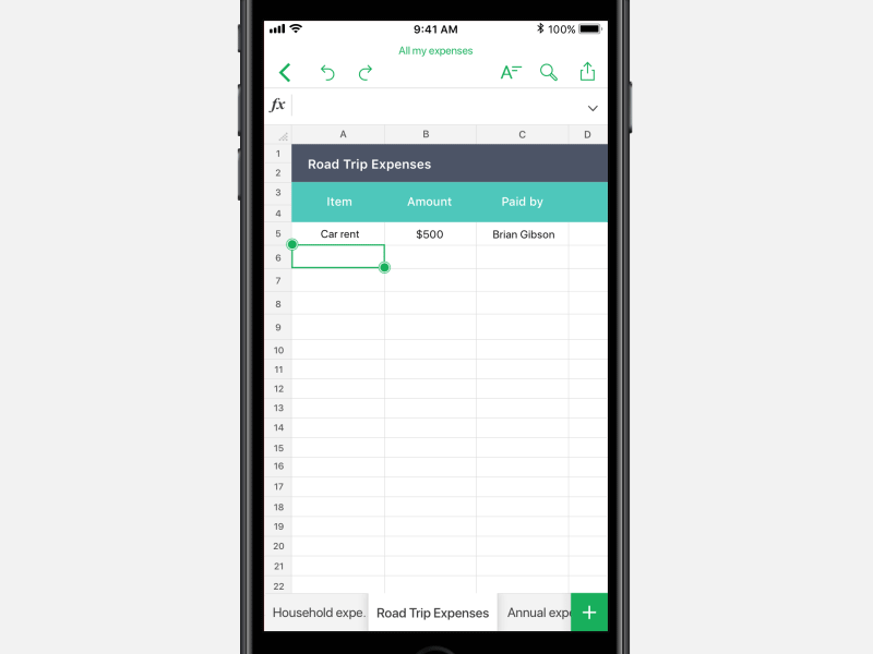 Zoho Sheet for iOS - Function bar interaction ios mobileapp productivity sheet spreadsheet user experience