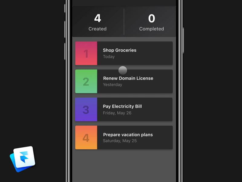 Framer Studio Experiments - Task App animation experiment framer framer.js ios tasklist todo